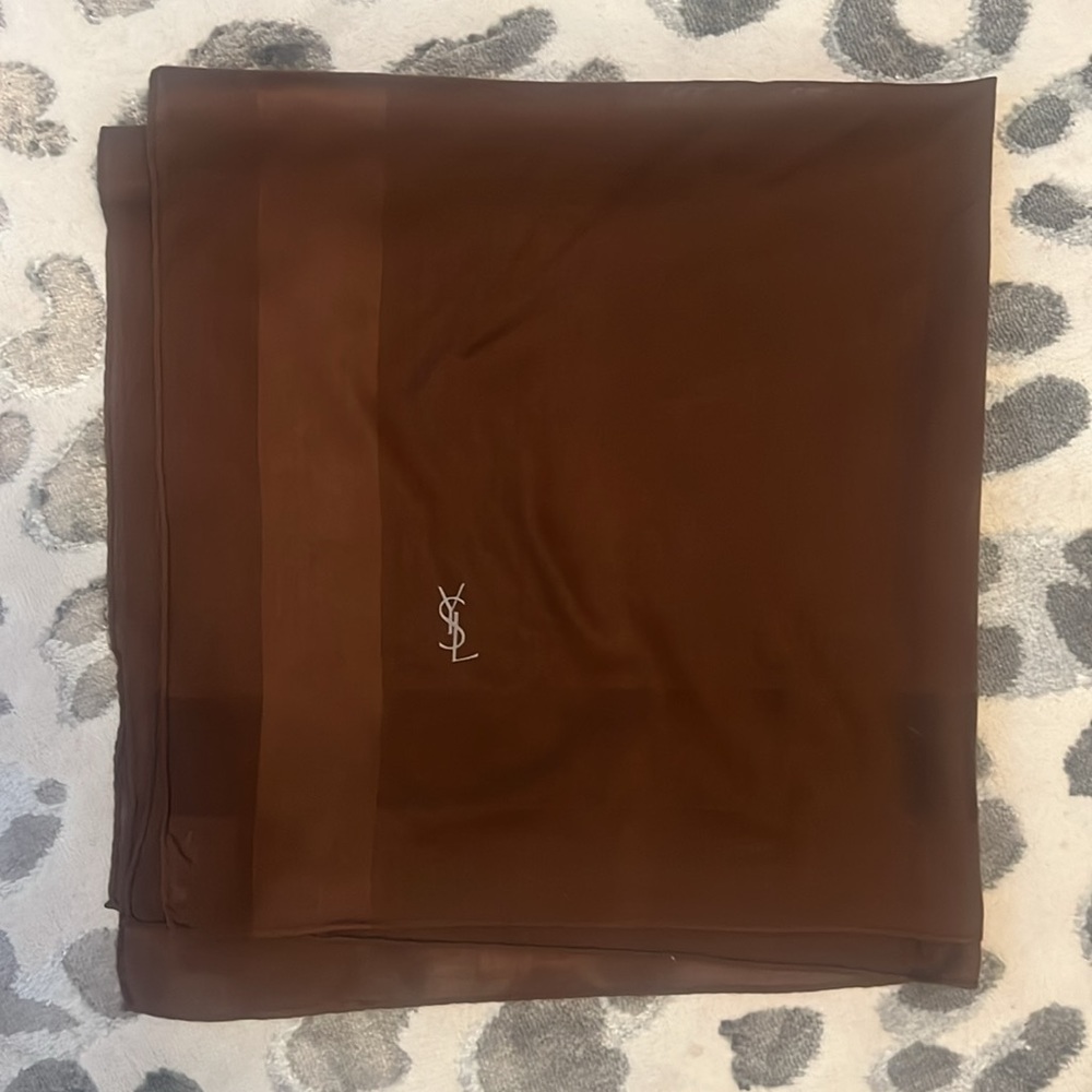 Brown YSL Yves Saint Laurent Cotton Vintage Handkerchief